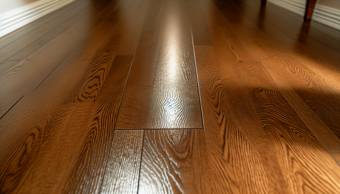 A clean and shiny hardwood floor
